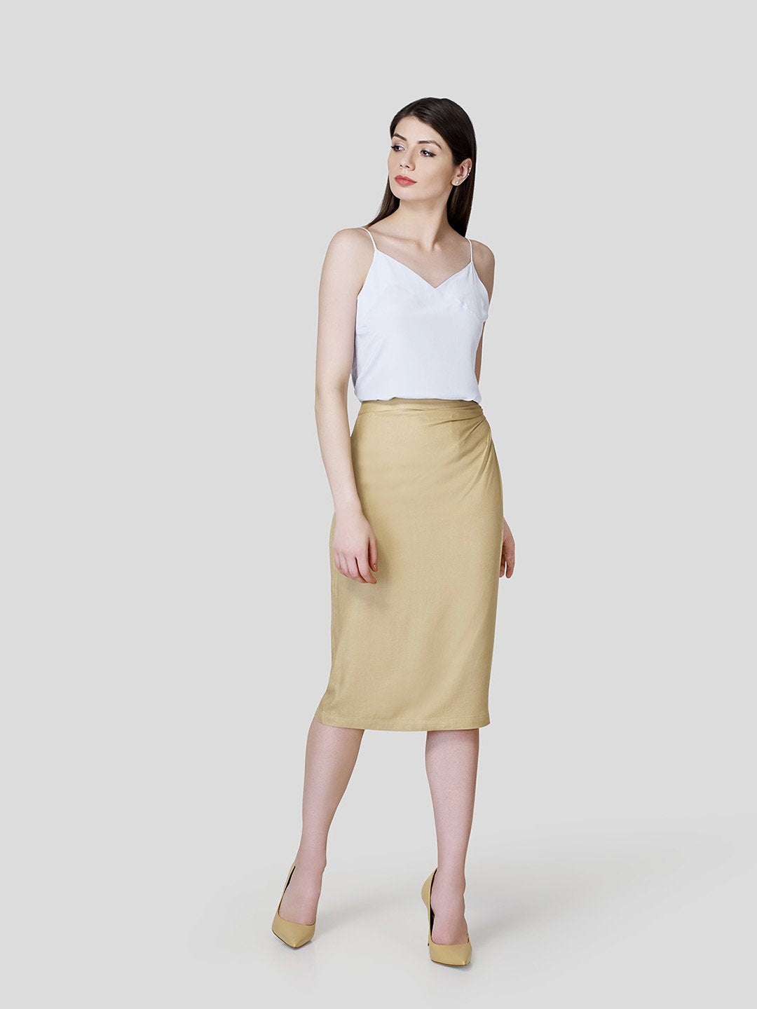 Draped Front Skirt - Zest Mélange  Draped Front Skirt - Zest Mélange