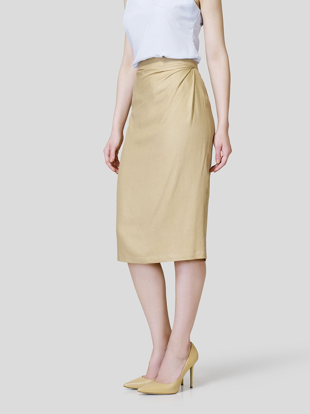 Draped Front Skirt - Zest Mélange  Draped Front Skirt - Zest Mélange