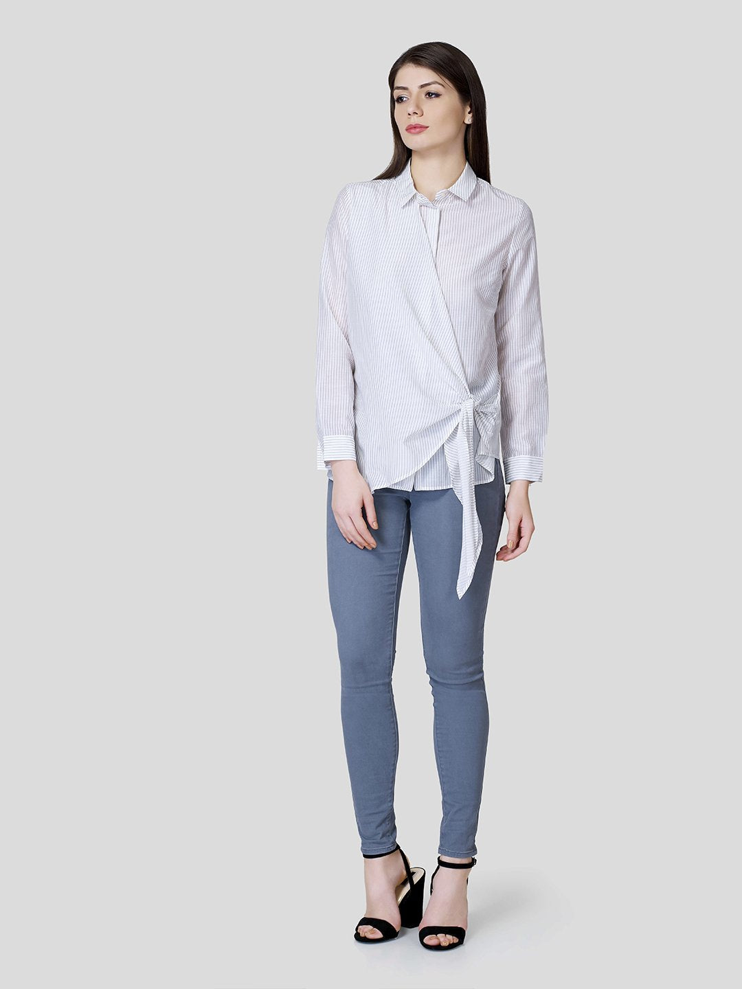Draped Front Shirt - Zest Mélange  Draped Front Shirt - Zest Mélange