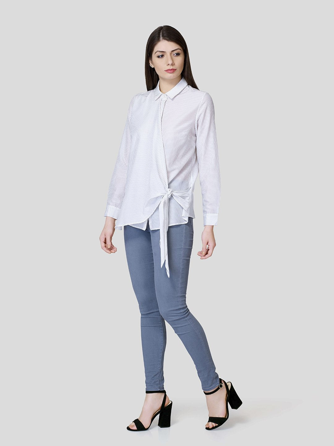 Draped Front Shirt - Zest Mélange  Draped Front Shirt - Zest Mélange