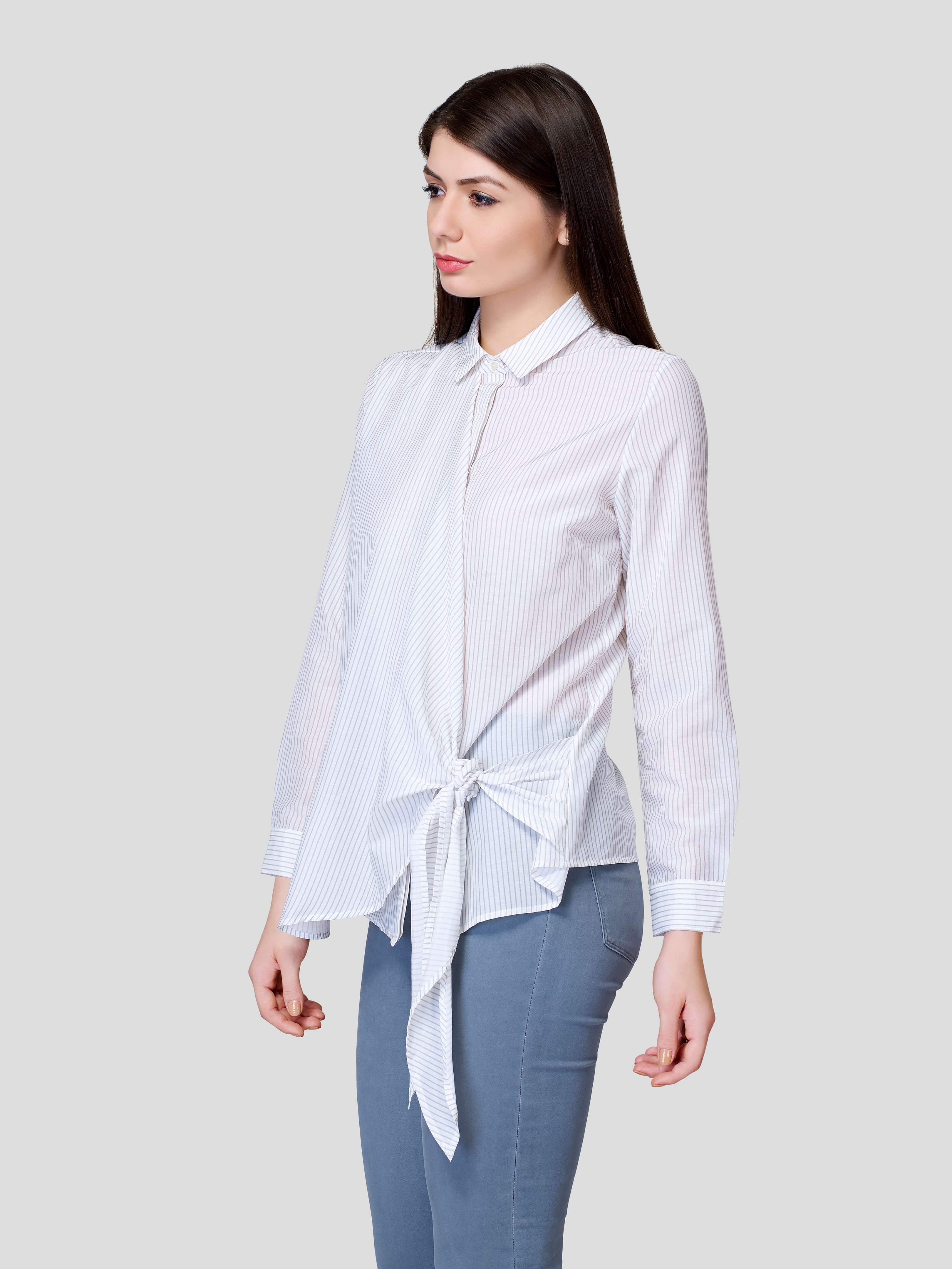 Draped Front Shirt - Zest Mélange  Draped Front Shirt - Zest Mélange