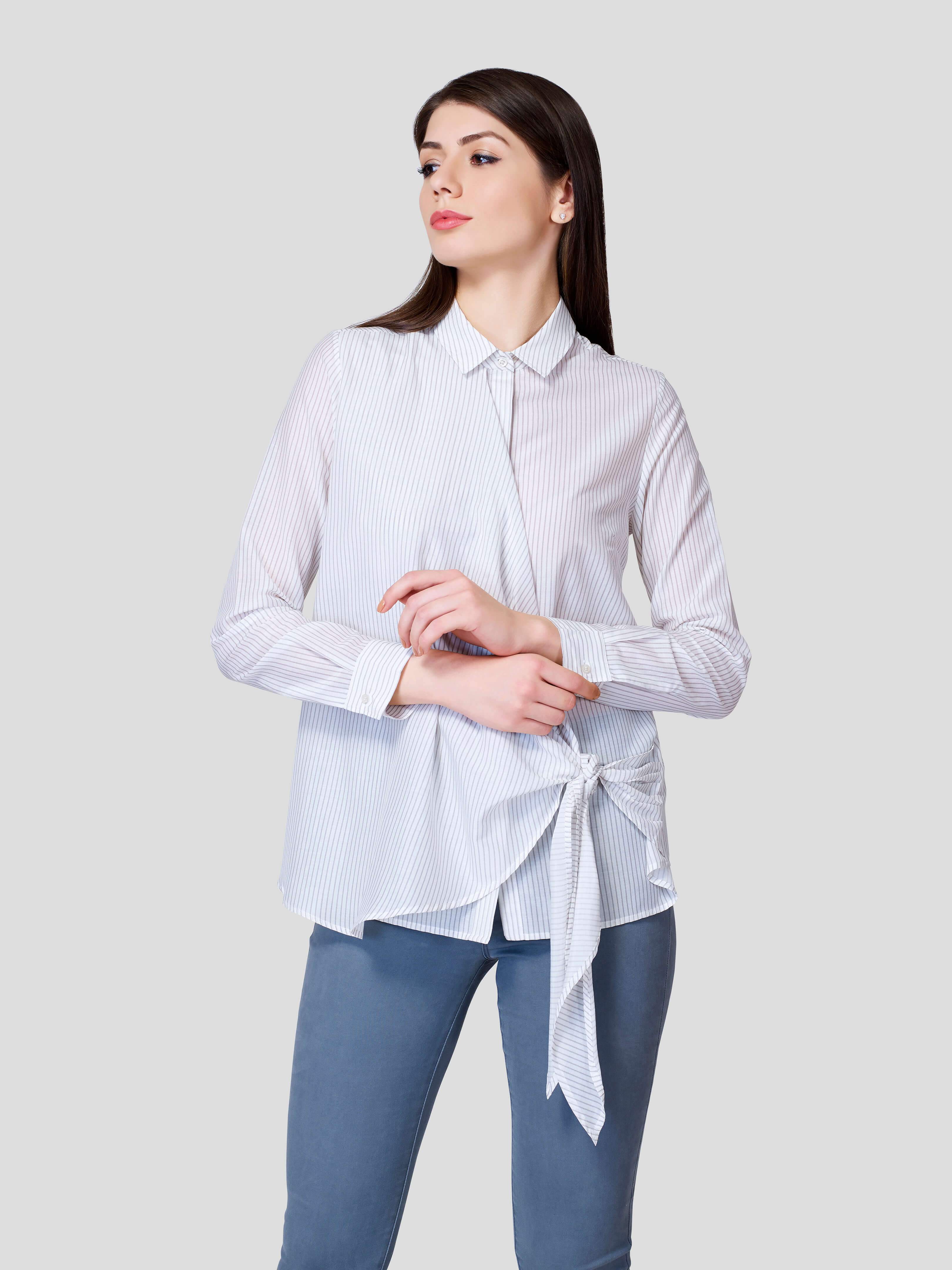 Draped Front Shirt - Zest Mélange  Draped Front Shirt - Zest Mélange
