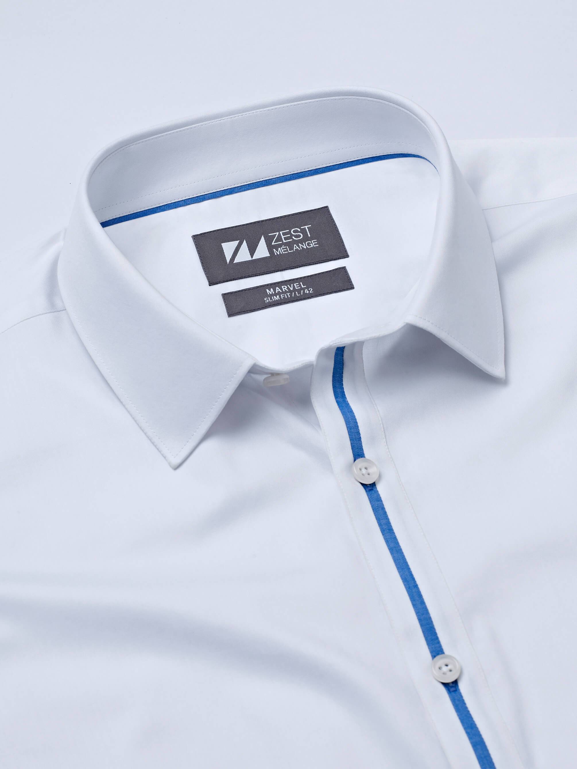 Classic Collar Shirt With Contrast Trim Detail - Zest Mélange Classic Collar Shirt With Contrast Trim Detail - Zest Mélange