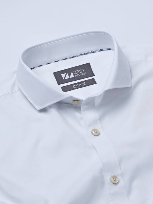 Cut Way Collar Shirt with Contrast Piping Detail - Zest Mélange