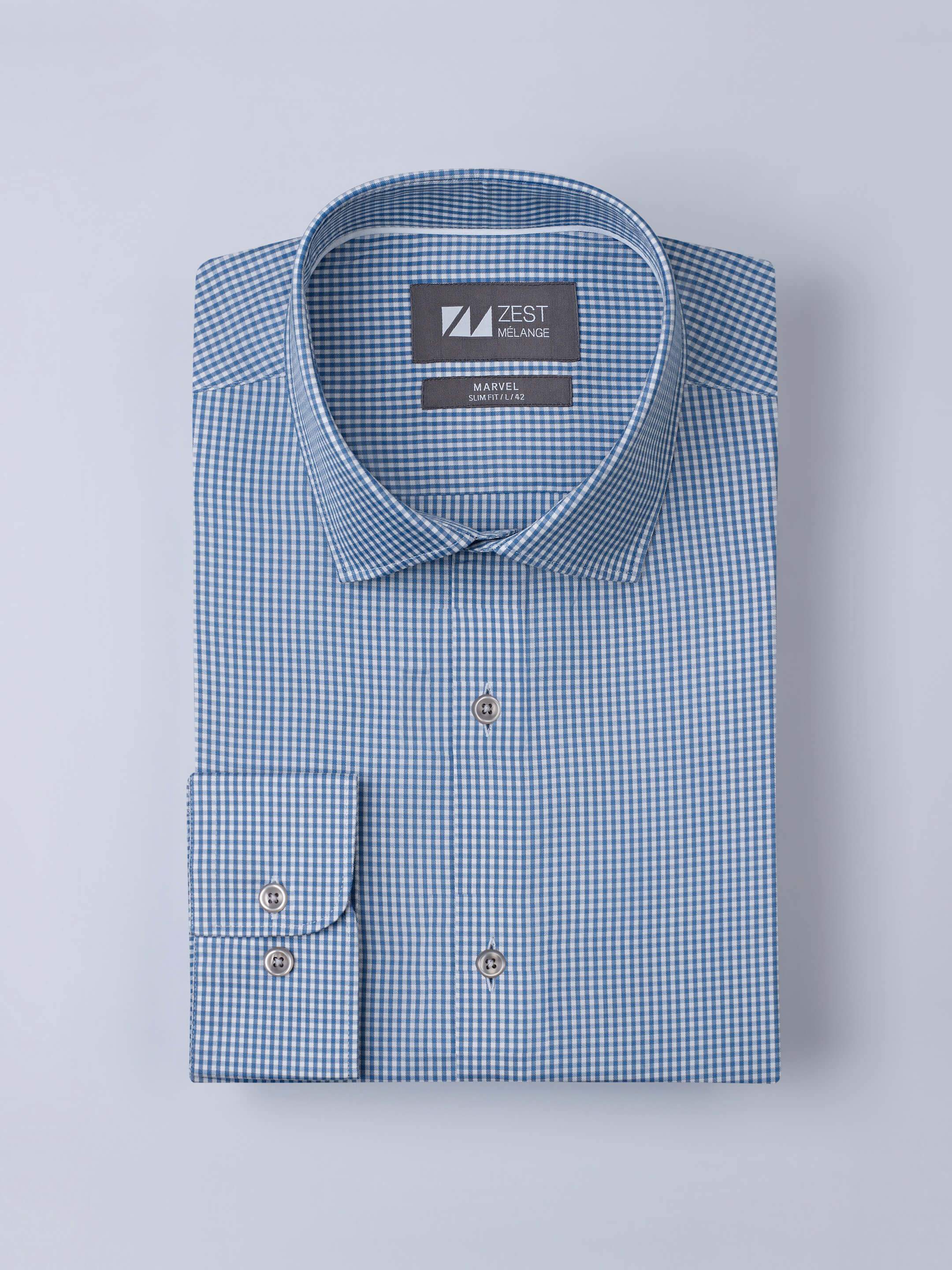 Blue Checks Shirt - Zest Mélange Blue Checks Shirt - Zest Mélange