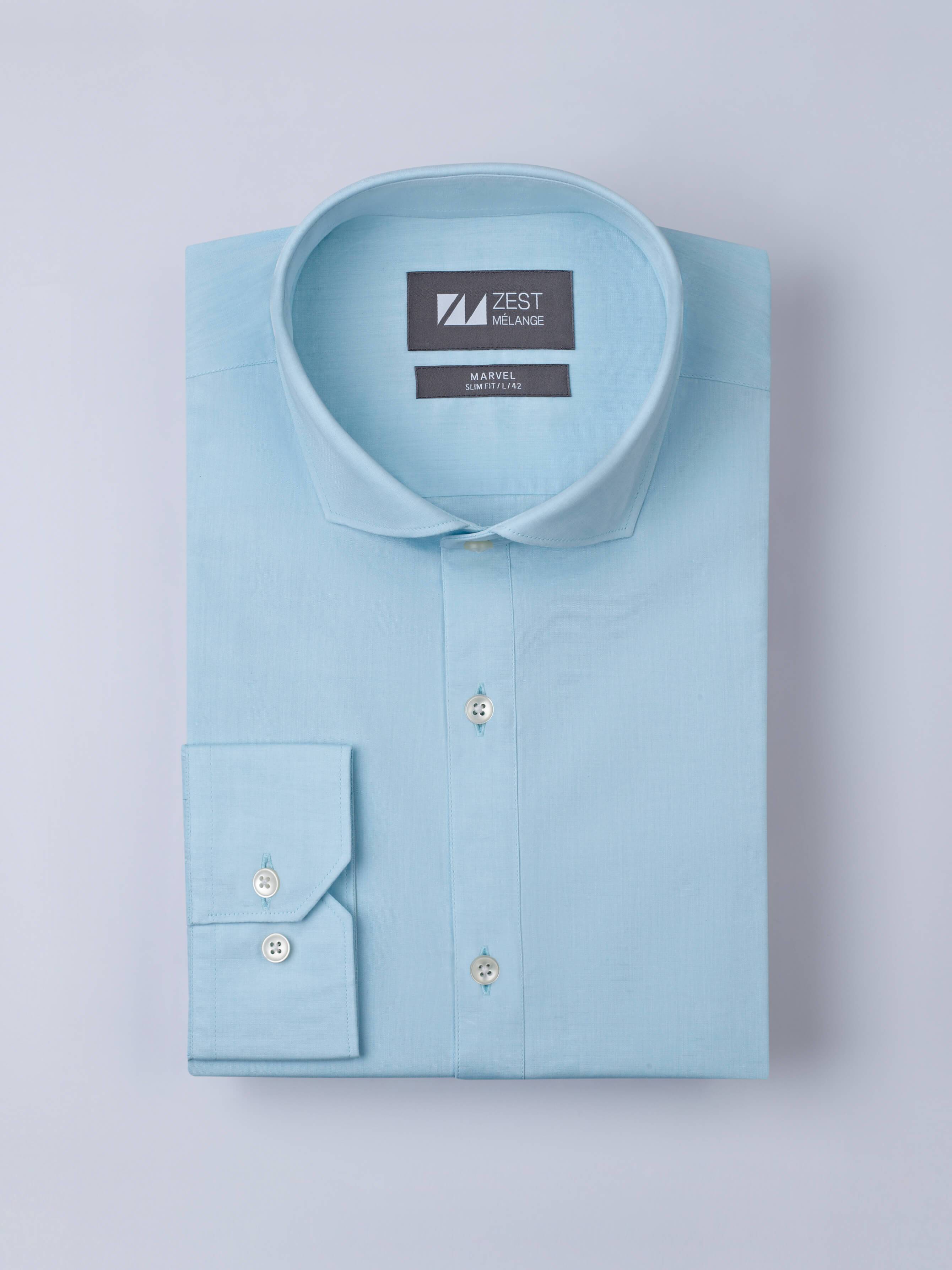 Cut Way Collar Shirt - Zest Mélange Cut Way Collar Shirt - Zest Mélange