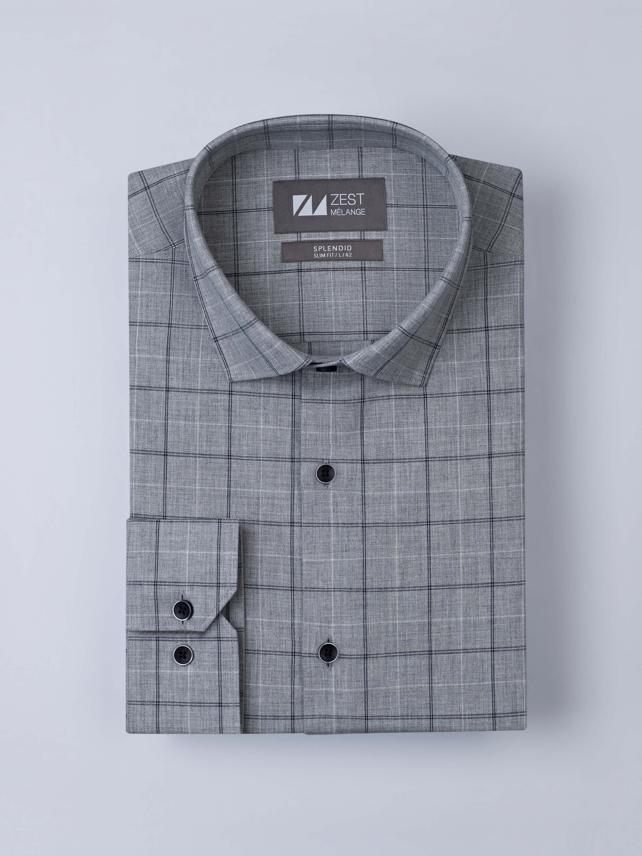 Grey Checks Shirt - Zest Mélange Grey Checks Shirt - Zest Mélange