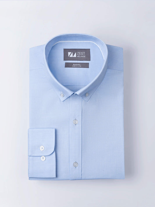 Blue Button Down Collar Shirt - Zest Mélange