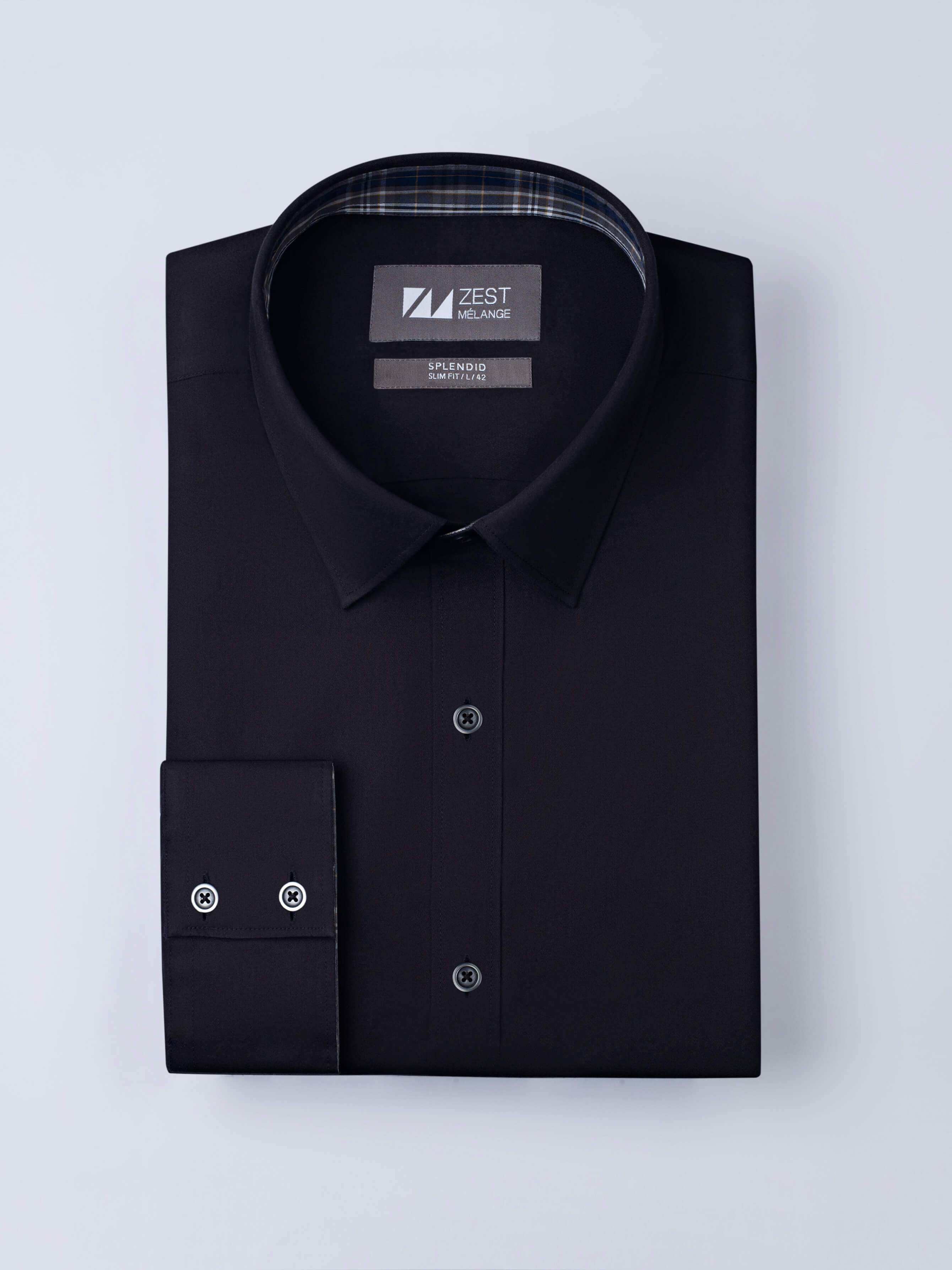 Black Shirt with Contrast Trim Detail - Zest Mélange Black Shirt with Contrast Trim Detail - Zest Mélange