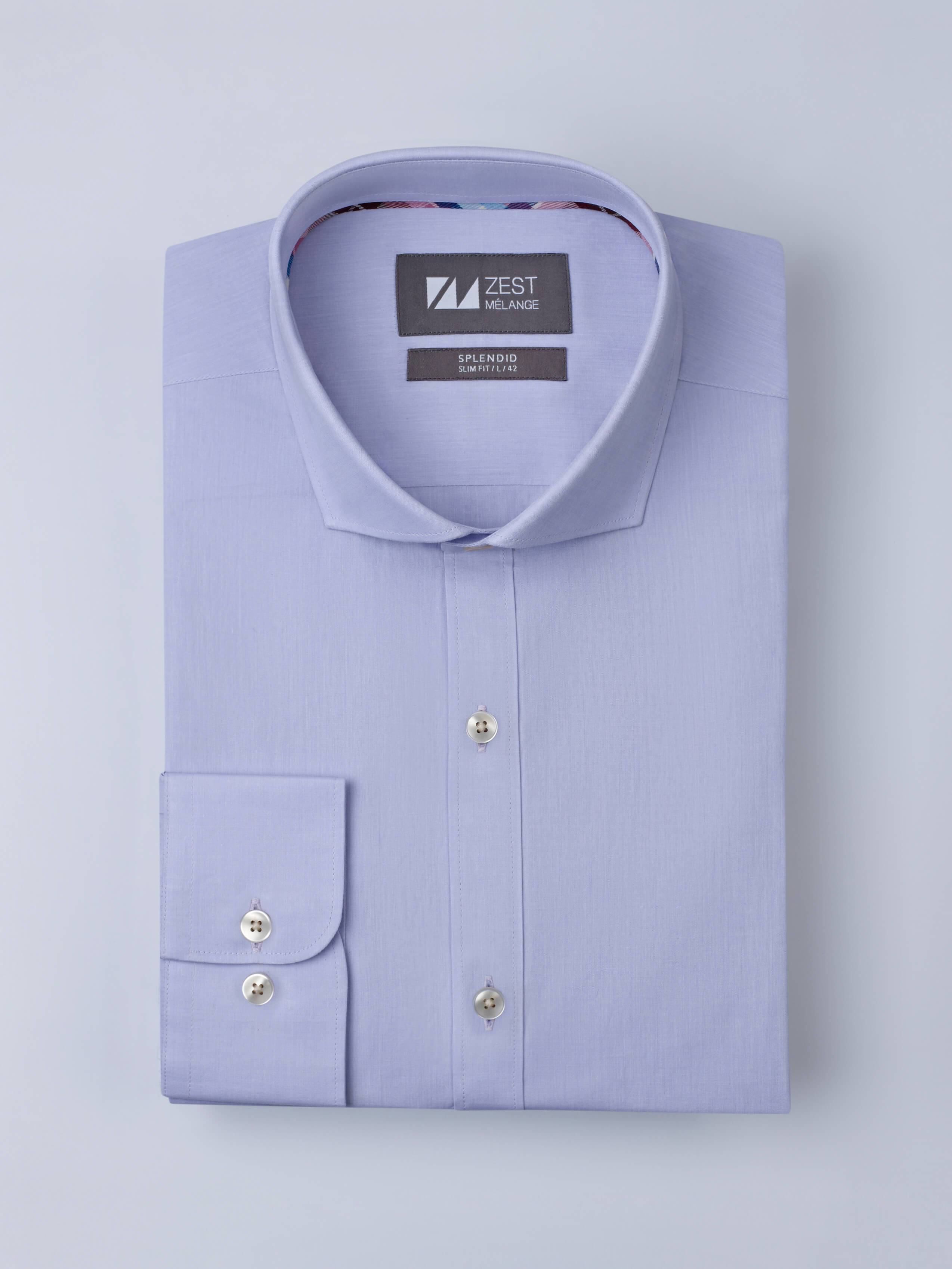 Cut Way Collar Shirt With Contrast Piping Detail - Zest Mélange Cut Way Collar Shirt With Contrast Piping Detail - Zest Mélange