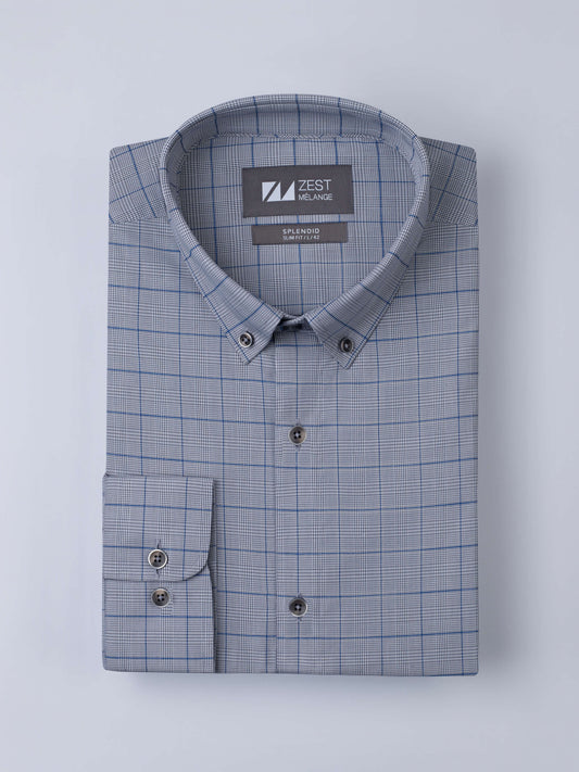 Classic Button Down Checks Shirt - Zest Mélange