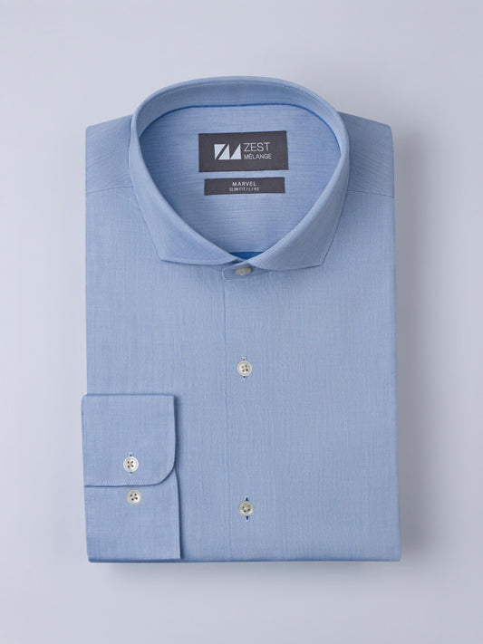 Blue Cutway Collar Shirt - Zest Mélange