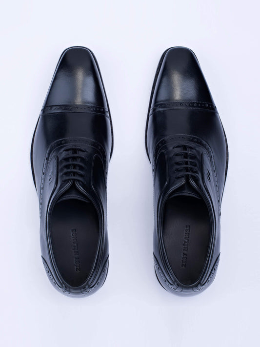 Oxford Lace-Up Shoes With Broguing - Zest Mélange