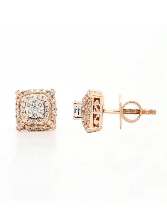 Real Diamond Illusion Cluster Stud Earring (Rose Gold) - Zest Mélange