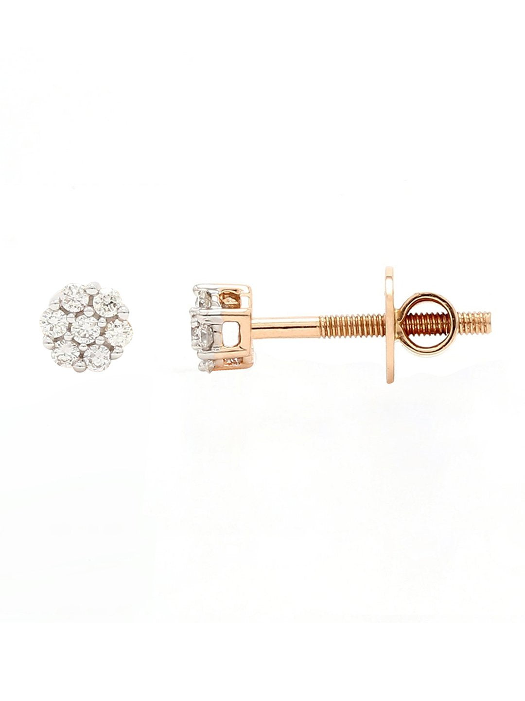 Real Diamond Cluster Stud Earring (Rose Gold) - Zest Mélange  Real Diamond Cluster Stud Earring (Rose Gold) - Zest Mélange