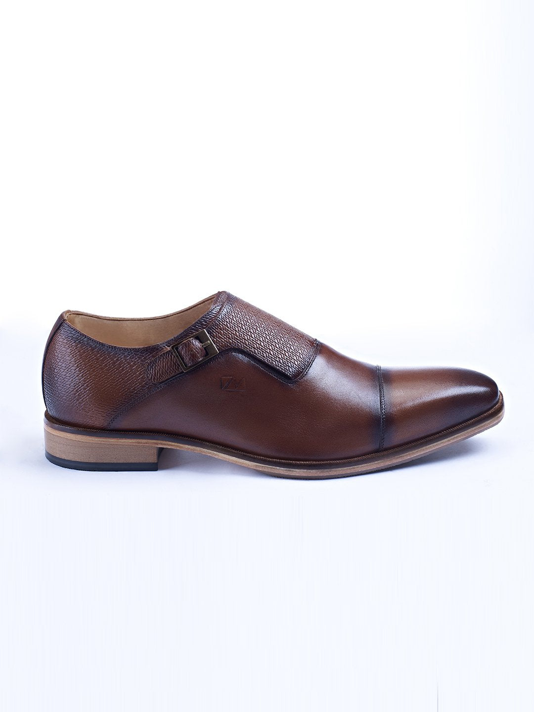 Single Buckle Monk Shoes With Zm Embossed Detail - Zest Mélange  Single Buckle Monk Shoes With Zm Embossed Detail - Zest Mélange