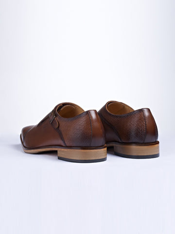Single Buckle Monk Shoes With Zm Embossed Detail - Zest Mélange  Single Buckle Monk Shoes With Zm Embossed Detail - Zest Mélange