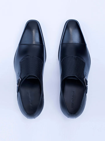 Single Buckle Monk Shoes With Zm Embossed Detail (Black) - Zest Mélange  Single Buckle Monk Shoes With Zm Embossed Detail (Black) - Zest Mélange