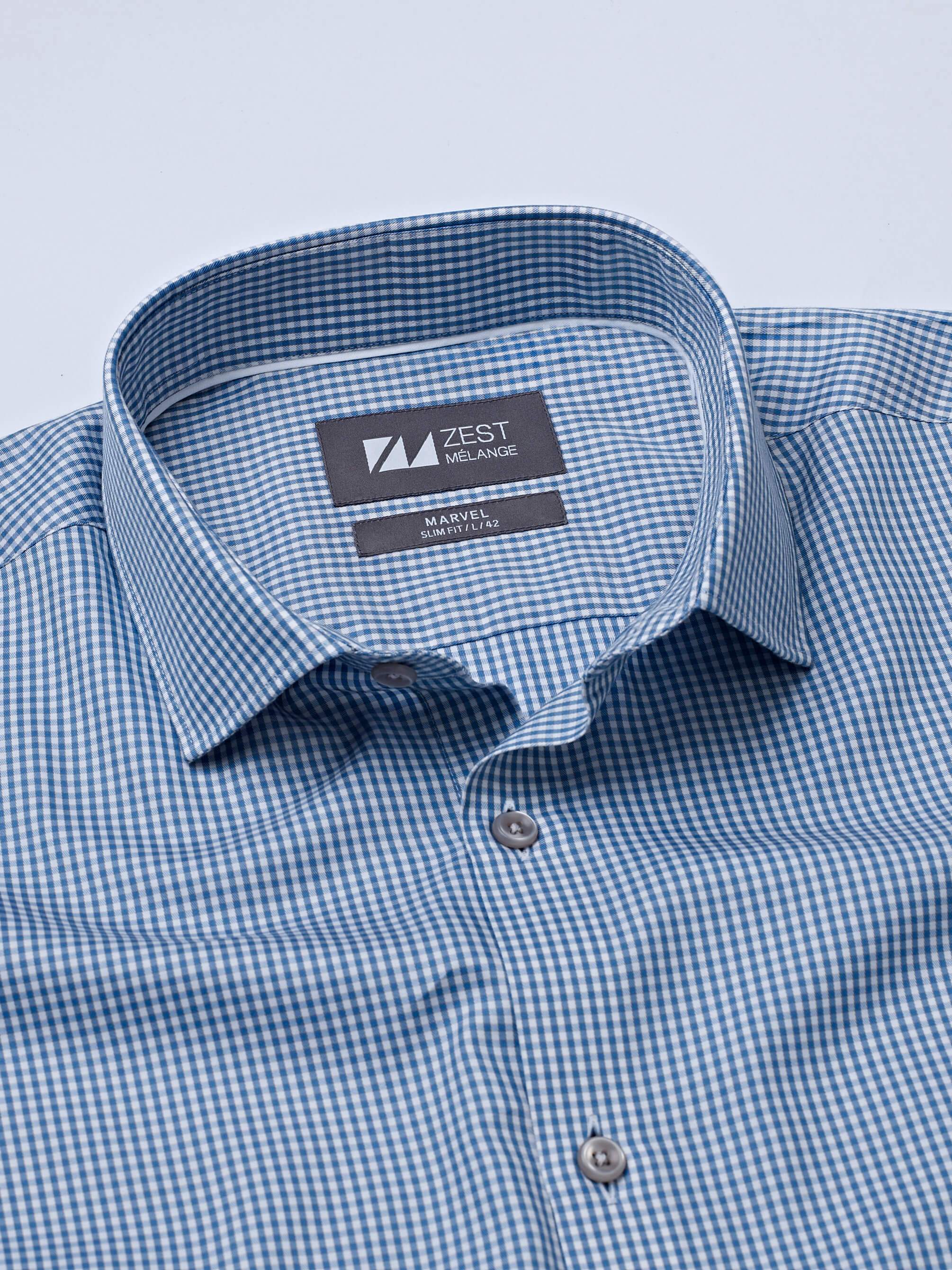 Blue Checks Shirt - Zest Mélange Blue Checks Shirt - Zest Mélange