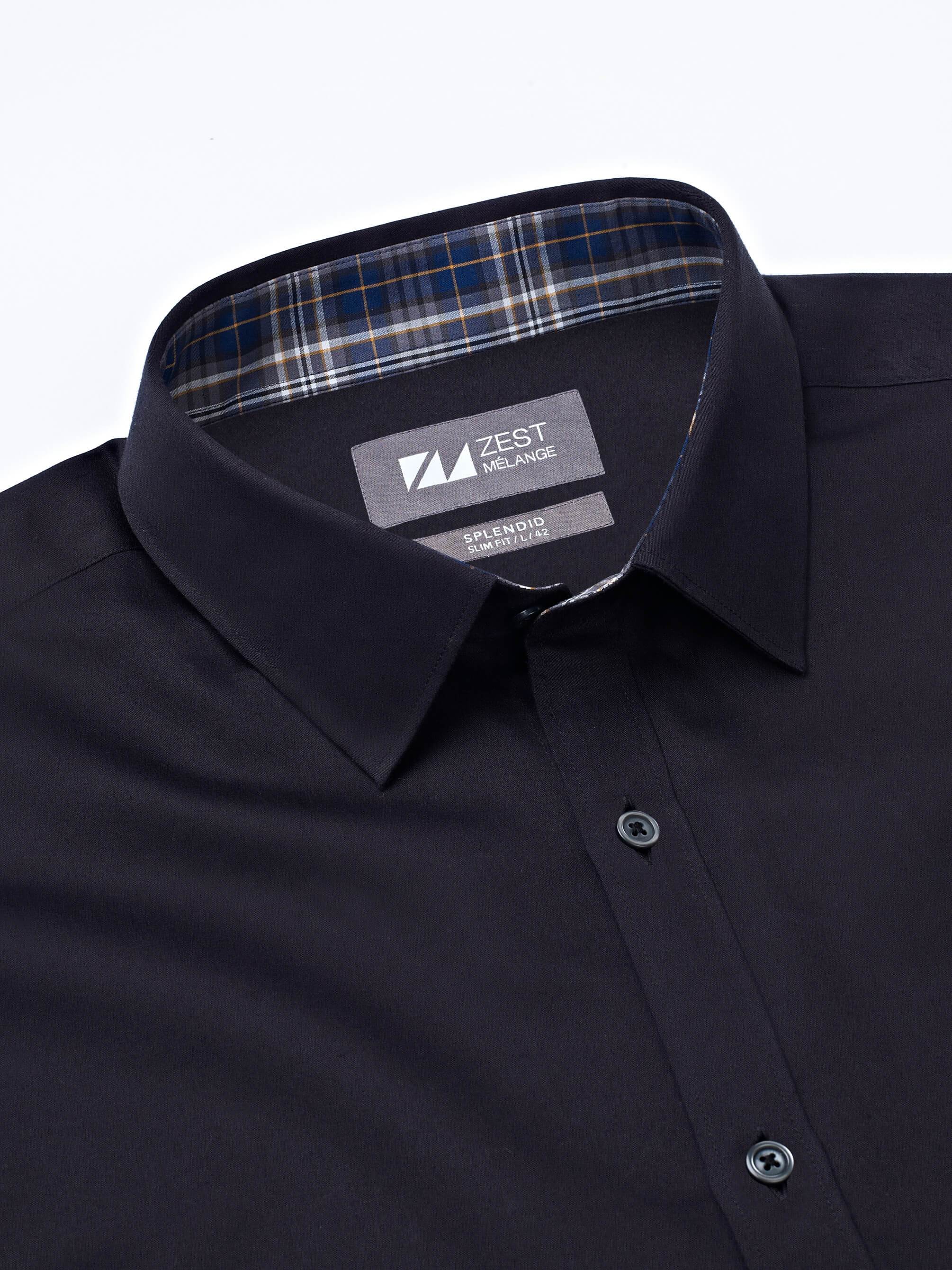 Black Shirt with Contrast Trim Detail - Zest Mélange Black Shirt with Contrast Trim Detail - Zest Mélange