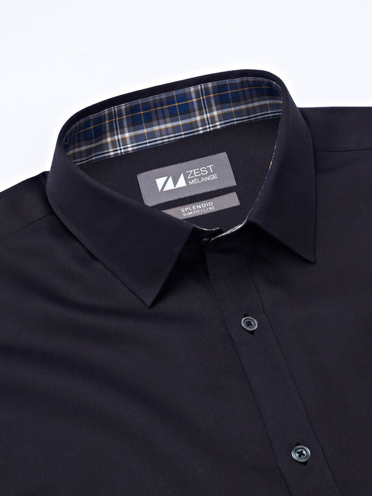 Black Shirt with Contrast Trim Detail - Zest Mélange