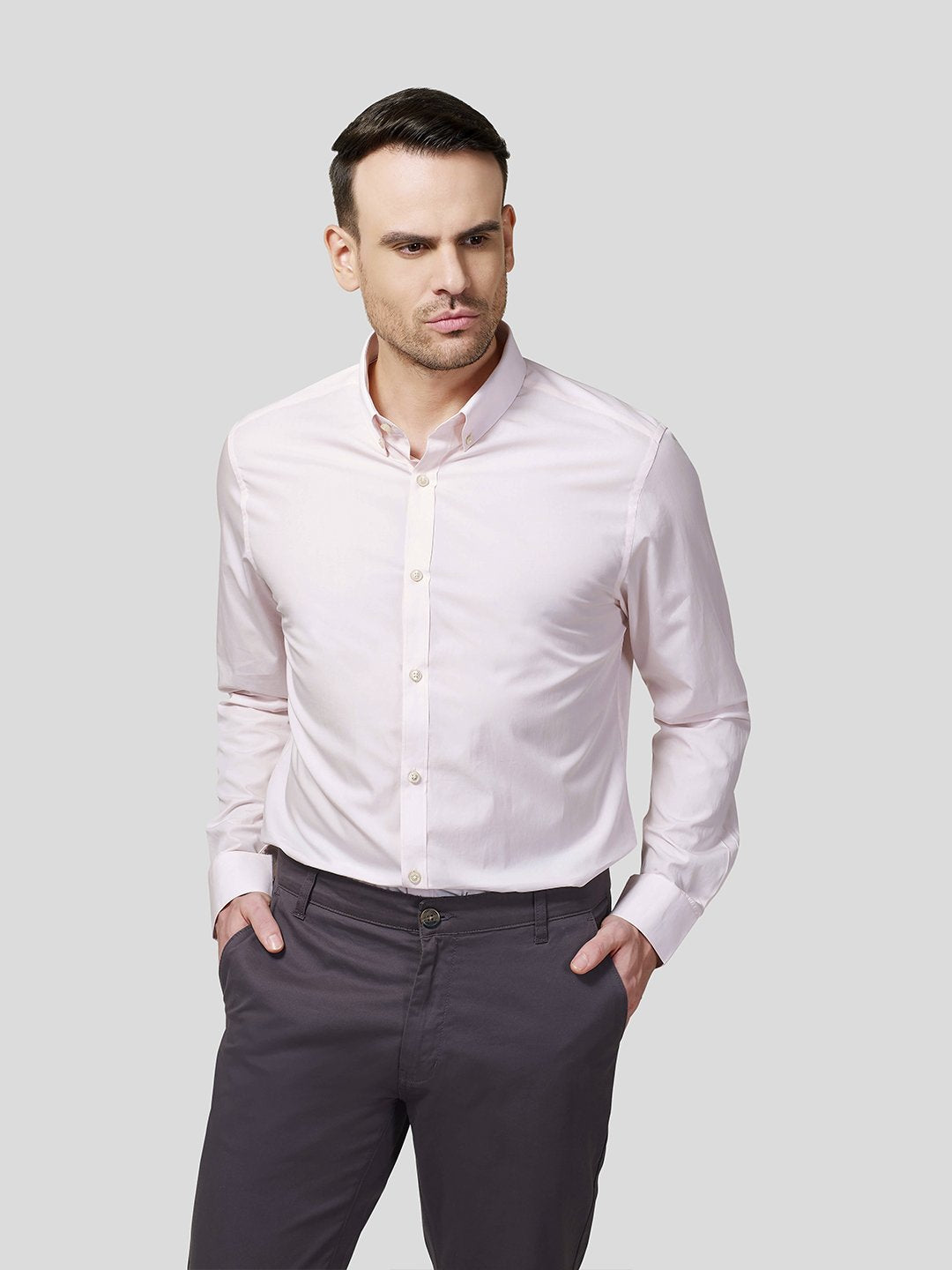 Pink Button Down Collar Shirt - Zest Mélange Pink Button Down Collar Shirt - Zest Mélange