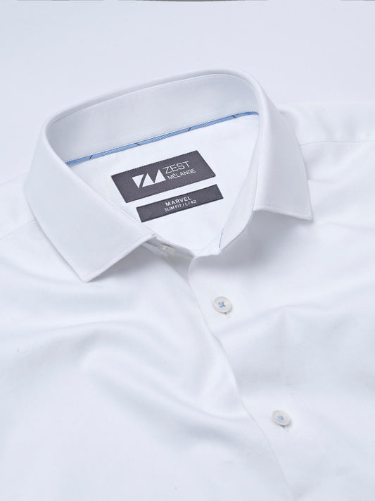 White Shirt with Blue Contrast Detail - Zest Mélange