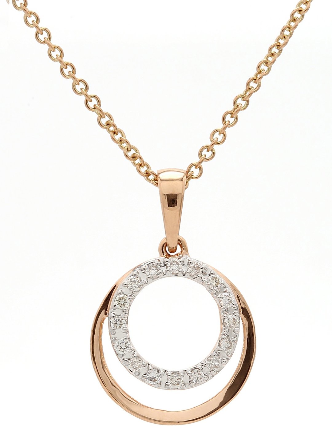 Real Diamond Round Shape Pendant With Chain - Zest Mélange  Real Diamond Round Shape Pendant With Chain - Zest Mélange