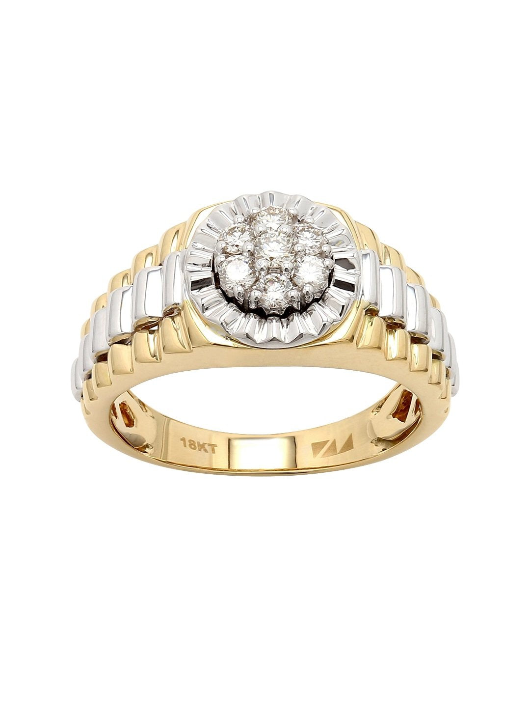 Real Diamond Mens Two Tone Cluster Ring - Zest Mélange  Real Diamond Mens Two Tone Cluster Ring - Zest Mélange