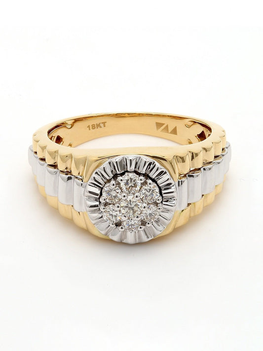 Real Diamond Mens Two Tone Cluster Ring - Zest Mélange