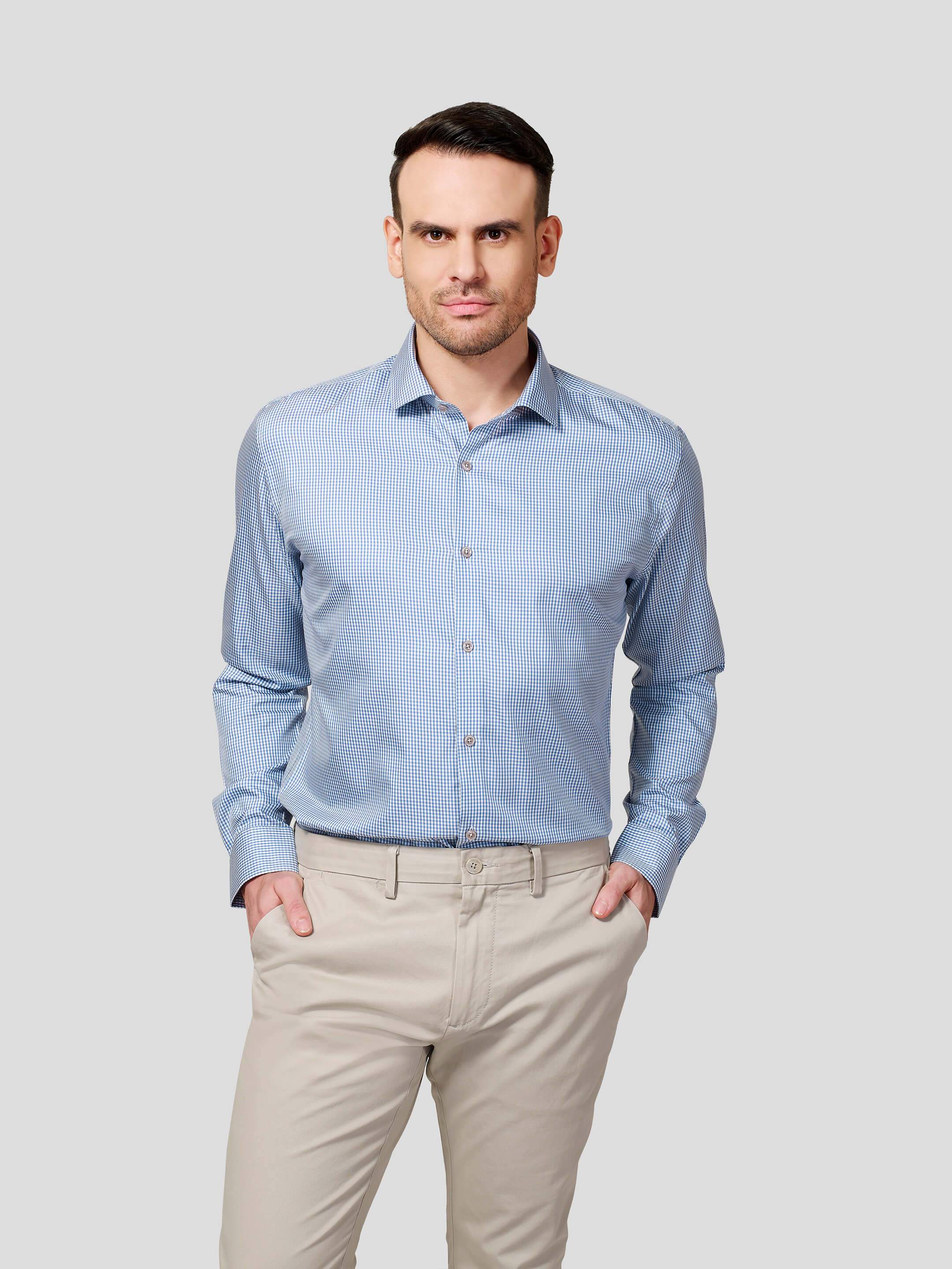 Blue Checks Shirt - Zest Mélange Blue Checks Shirt - Zest Mélange
