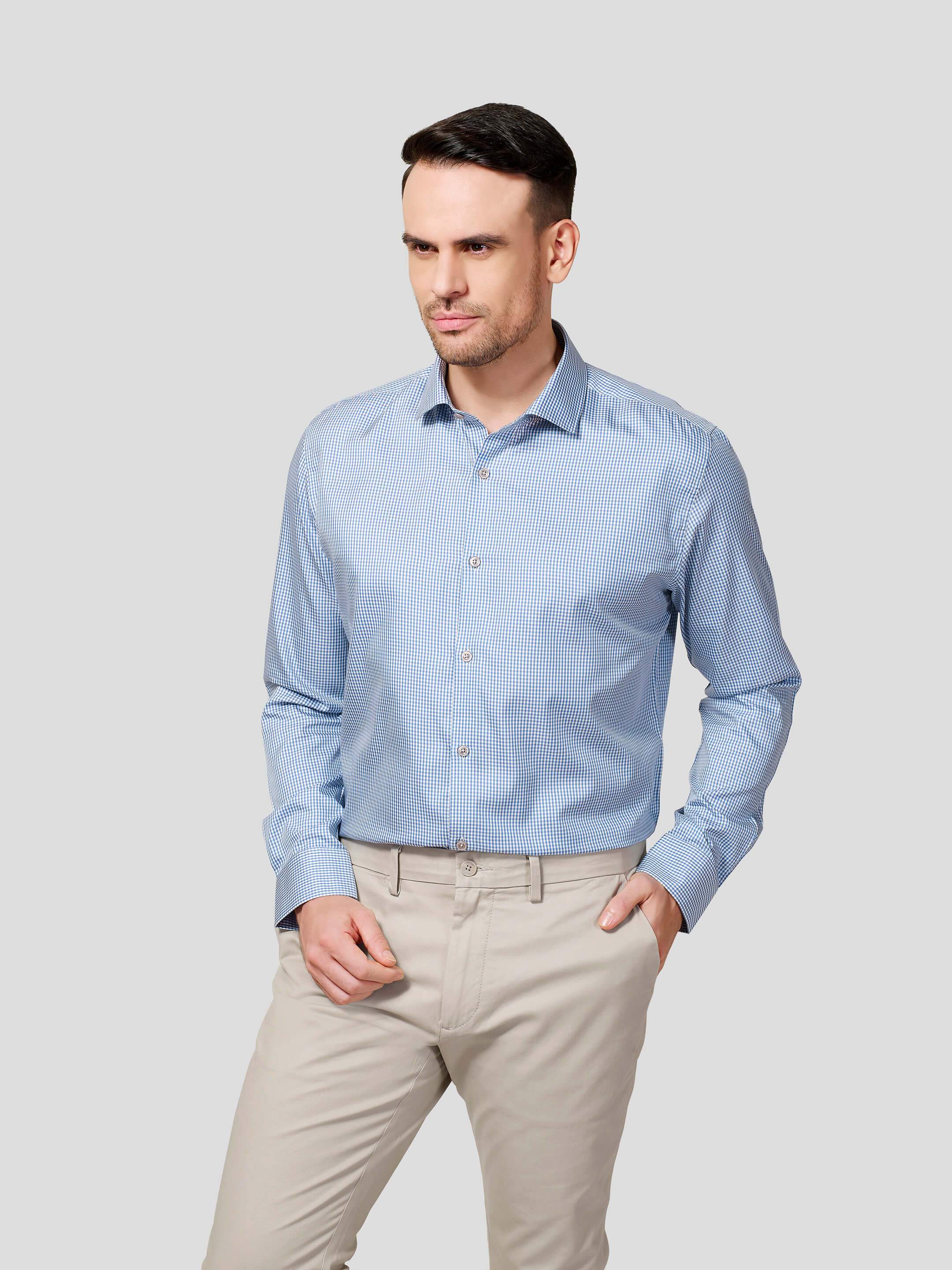 Blue Checks Shirt - Zest Mélange Blue Checks Shirt - Zest Mélange