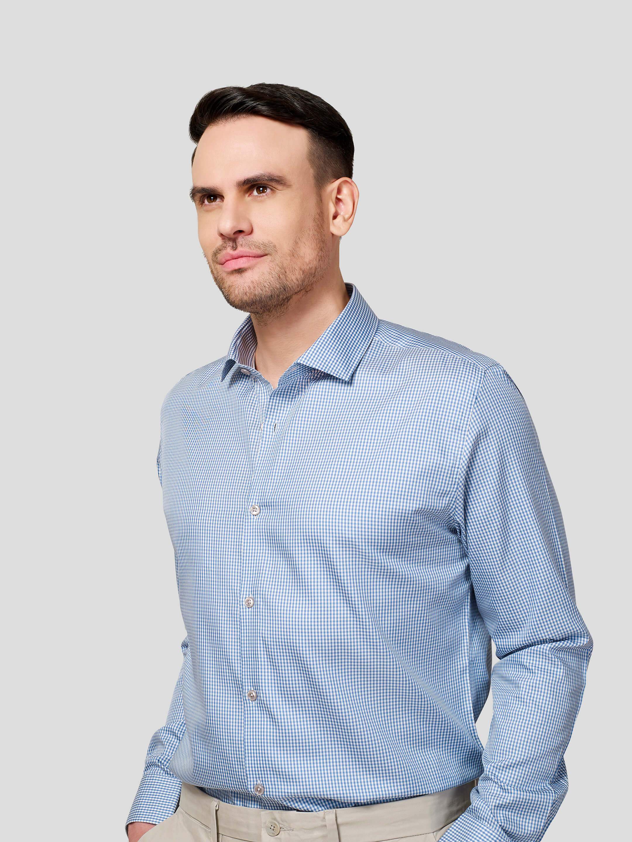 Blue Checks Shirt - Zest Mélange Blue Checks Shirt - Zest Mélange