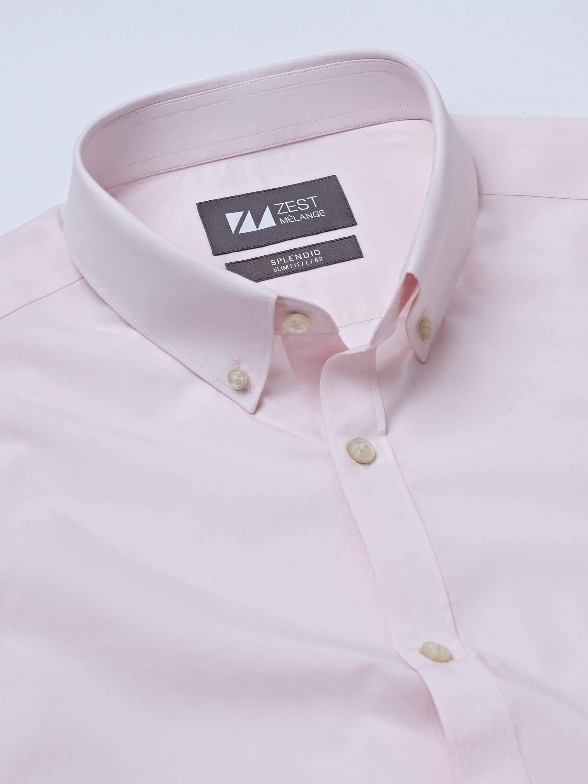 Pink Button Down Collar Shirt - Zest Mélange Pink Button Down Collar Shirt - Zest Mélange