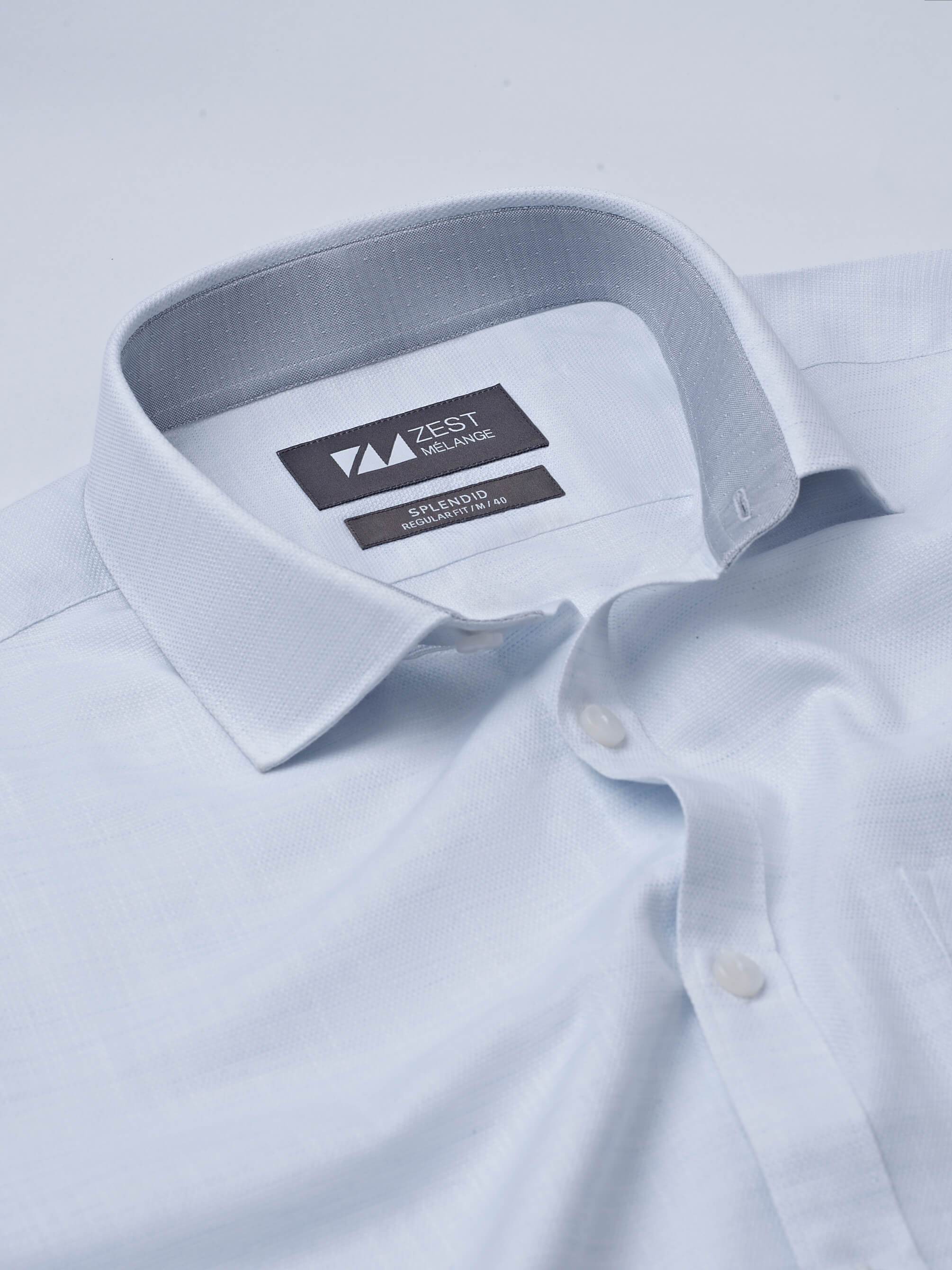 Classic Shirt With Spread Collar (Blue) - Zest Mélange Classic Shirt With Spread Collar (Blue) - Zest Mélange