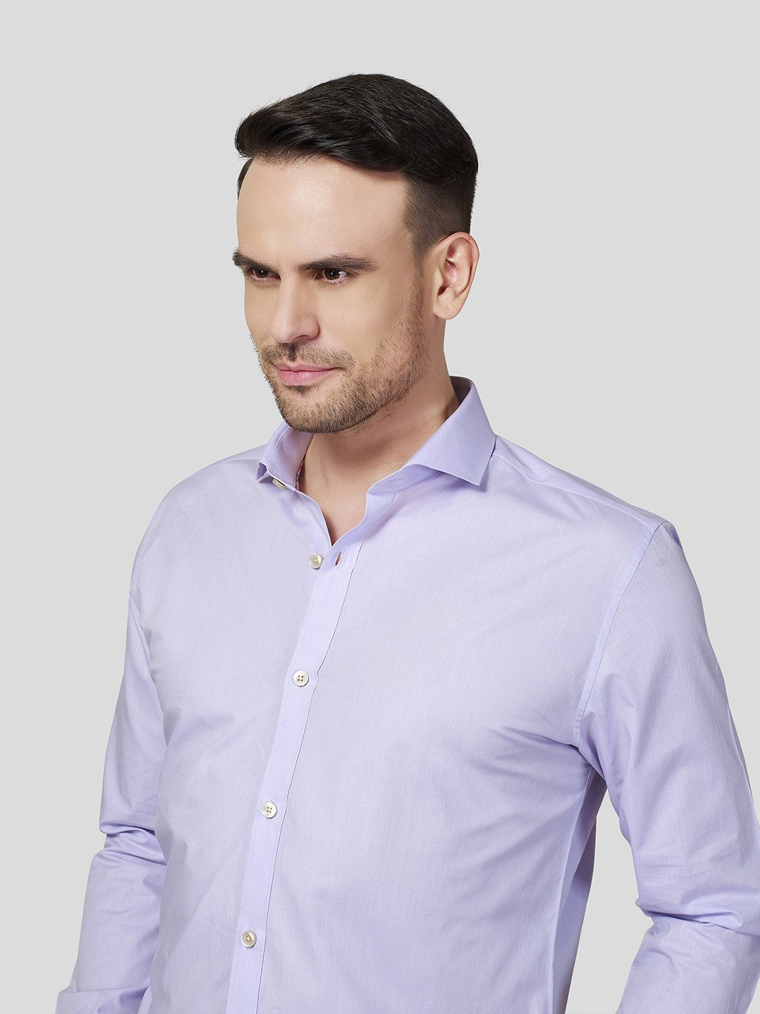 Cut Way Collar Shirt With Contrast Piping Detail - Zest Mélange Cut Way Collar Shirt With Contrast Piping Detail - Zest Mélange