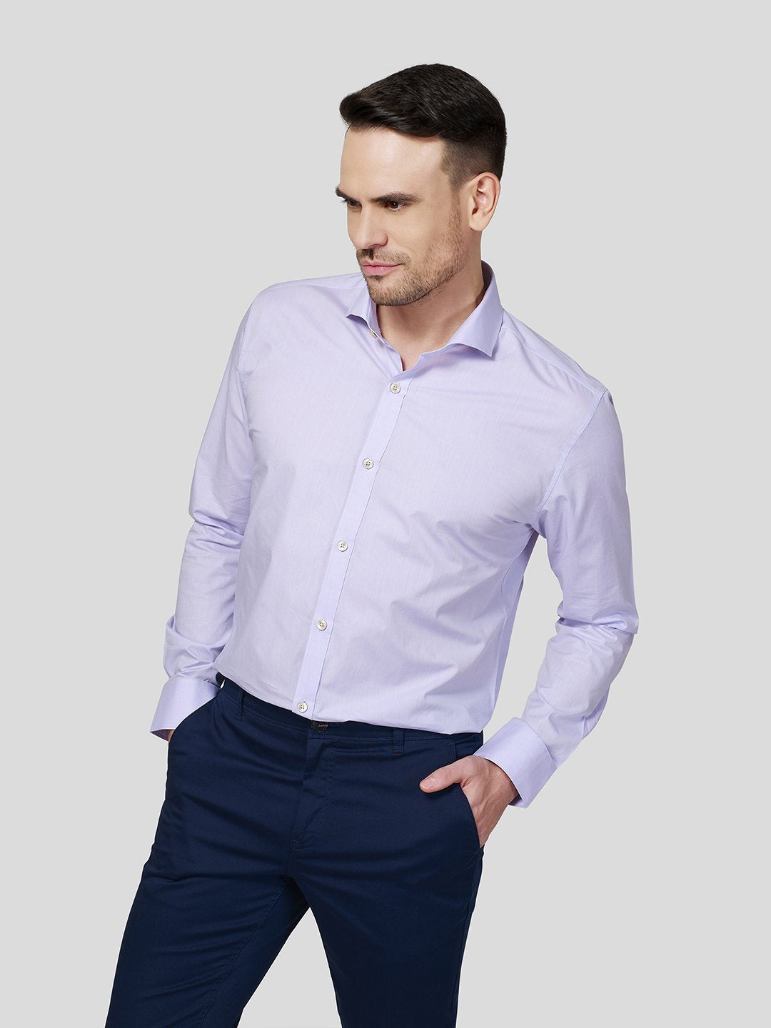 Cut Way Collar Shirt With Contrast Piping Detail - Zest Mélange Cut Way Collar Shirt With Contrast Piping Detail - Zest Mélange