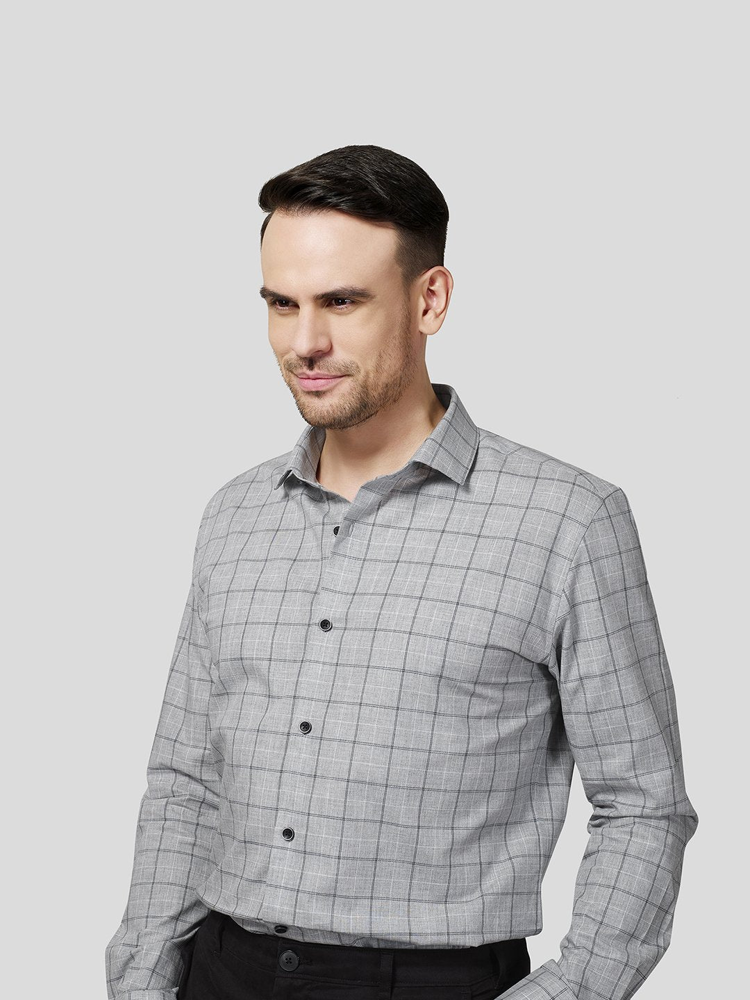 Grey Checks Shirt - Zest Mélange Grey Checks Shirt - Zest Mélange