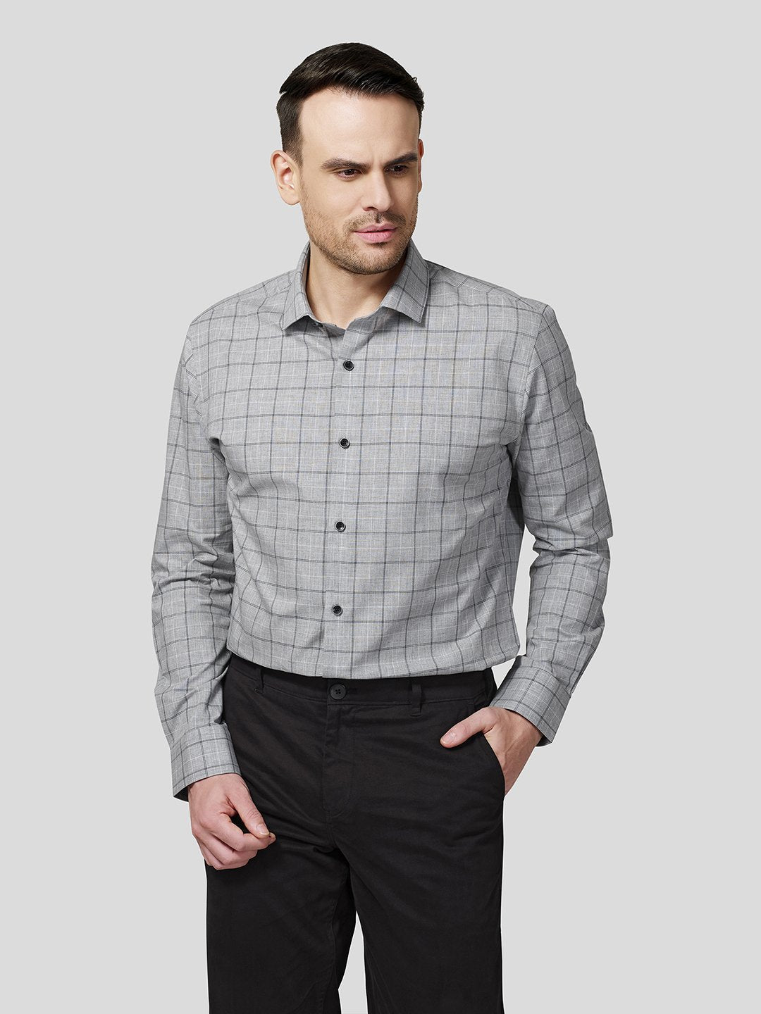 Grey Checks Shirt - Zest Mélange Grey Checks Shirt - Zest Mélange