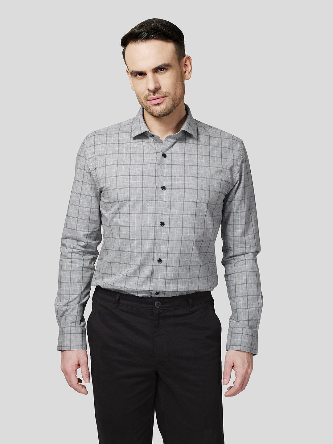Grey Checks Shirt - Zest Mélange Grey Checks Shirt - Zest Mélange
