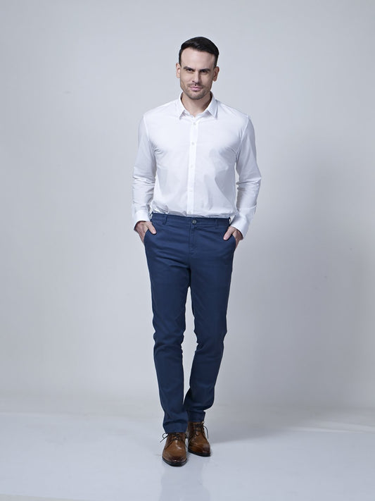 Chino With Diagonal Back Dart Detailing (Blue) - Zest Mélange