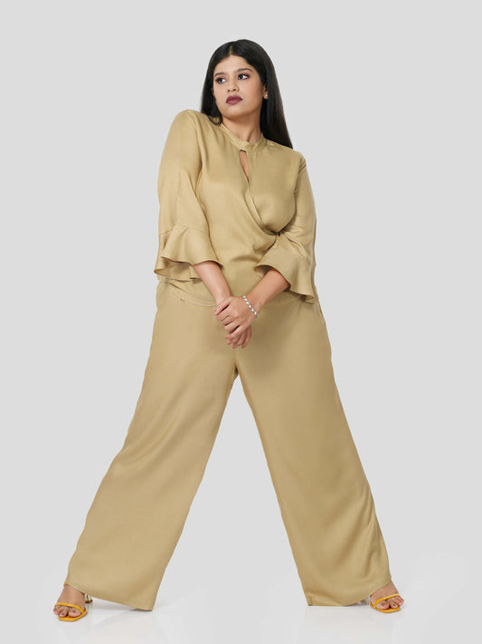 Ravishing Wrap Around Top with Flared Pants - Zest Mélange