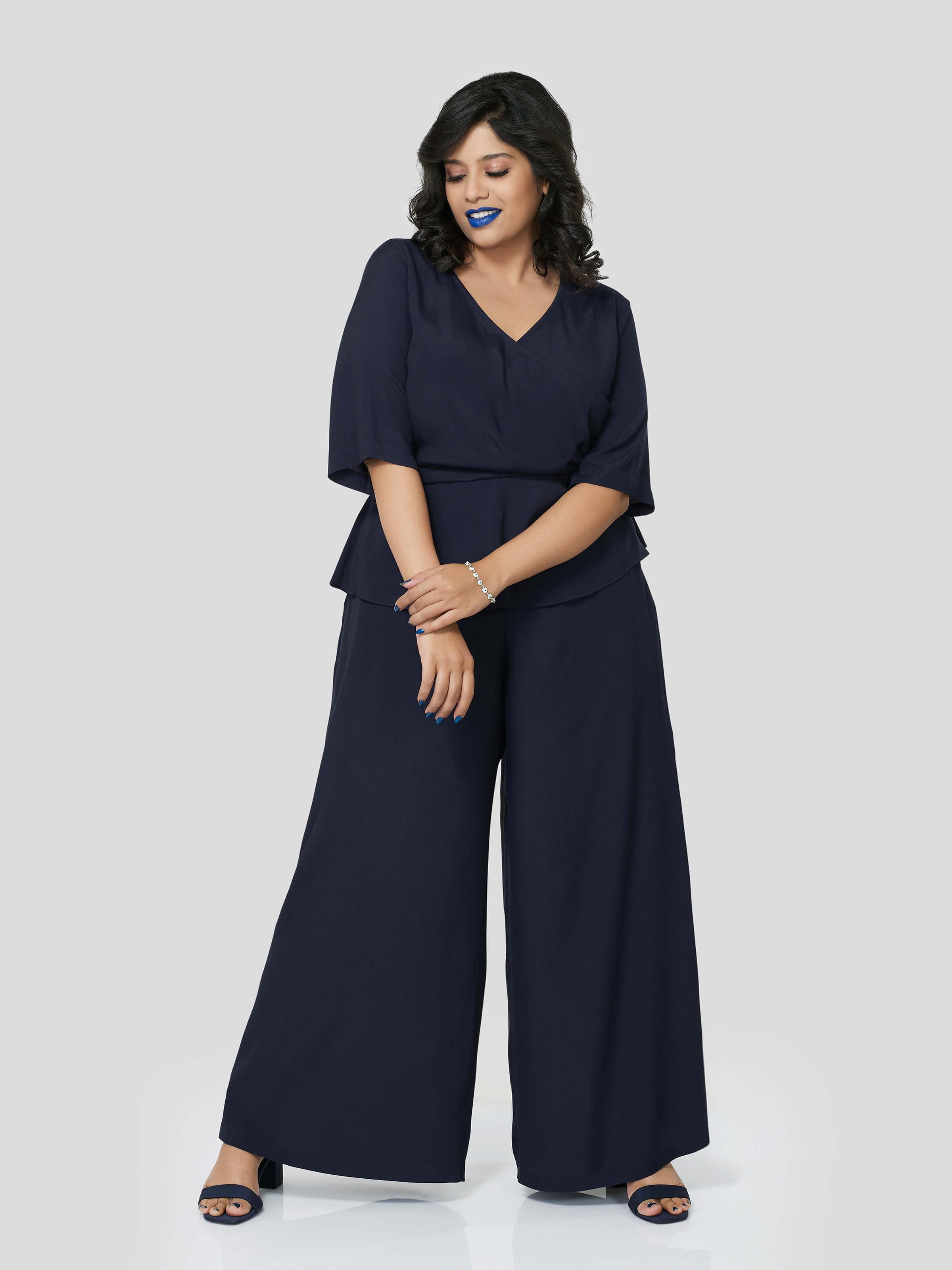 Mid Night Lush Wrap Around Top with Flared Pants - Zest Mélange  Mid Night Lush Wrap Around Top with Flared Pants - Zest Mélange