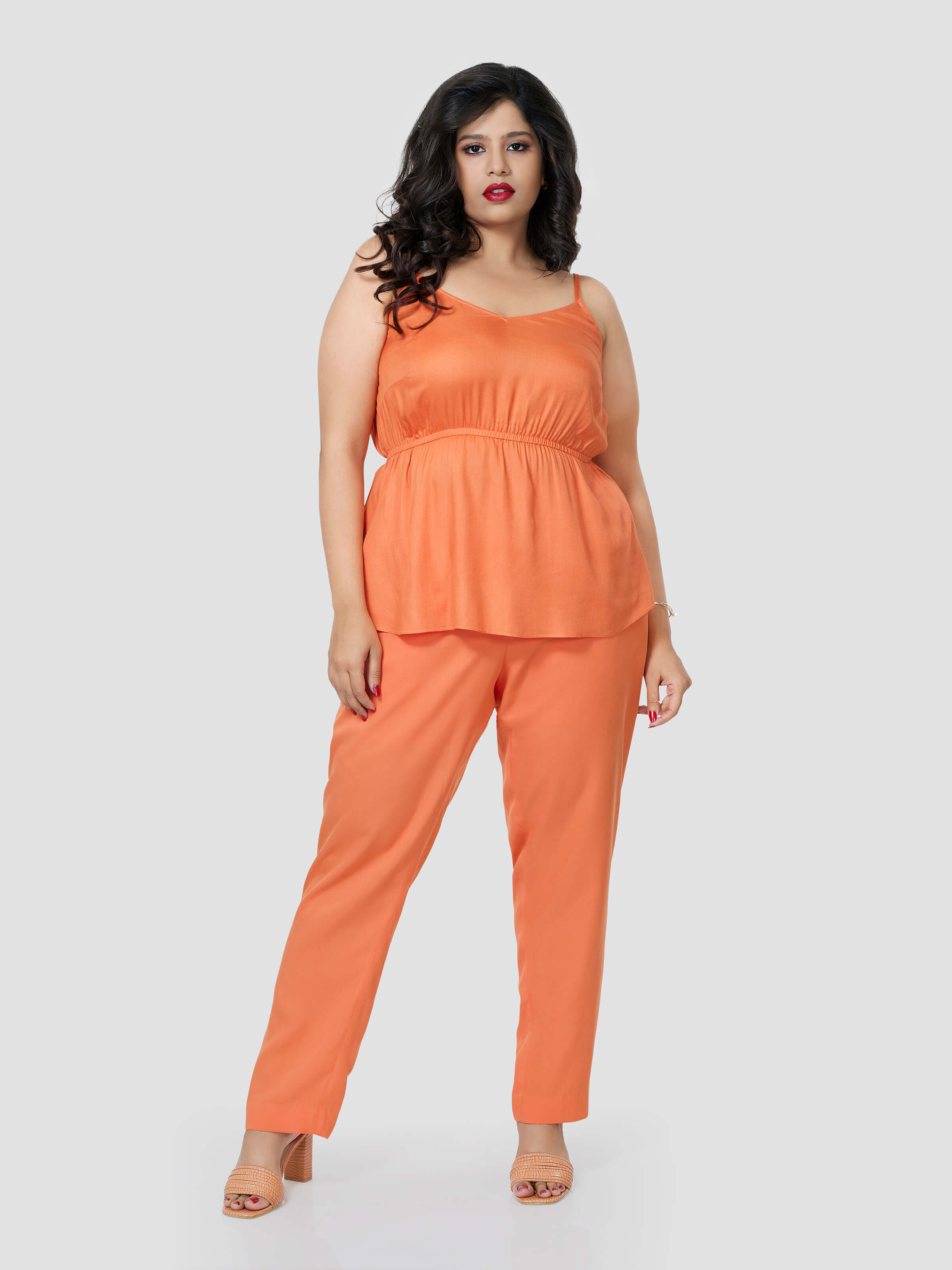 Gorgeluscious Strappy Top with Narrow Pants - Zest Mélange  Gorgeluscious Strappy Top with Narrow Pants - Zest Mélange