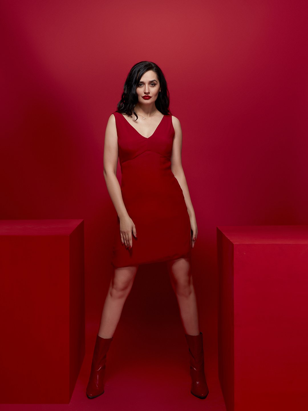 Magna Short Dress Wit Deep V Neck At The Back - Zest Mélange  Magna Short Dress Wit Deep V Neck At The Back - Zest Mélange