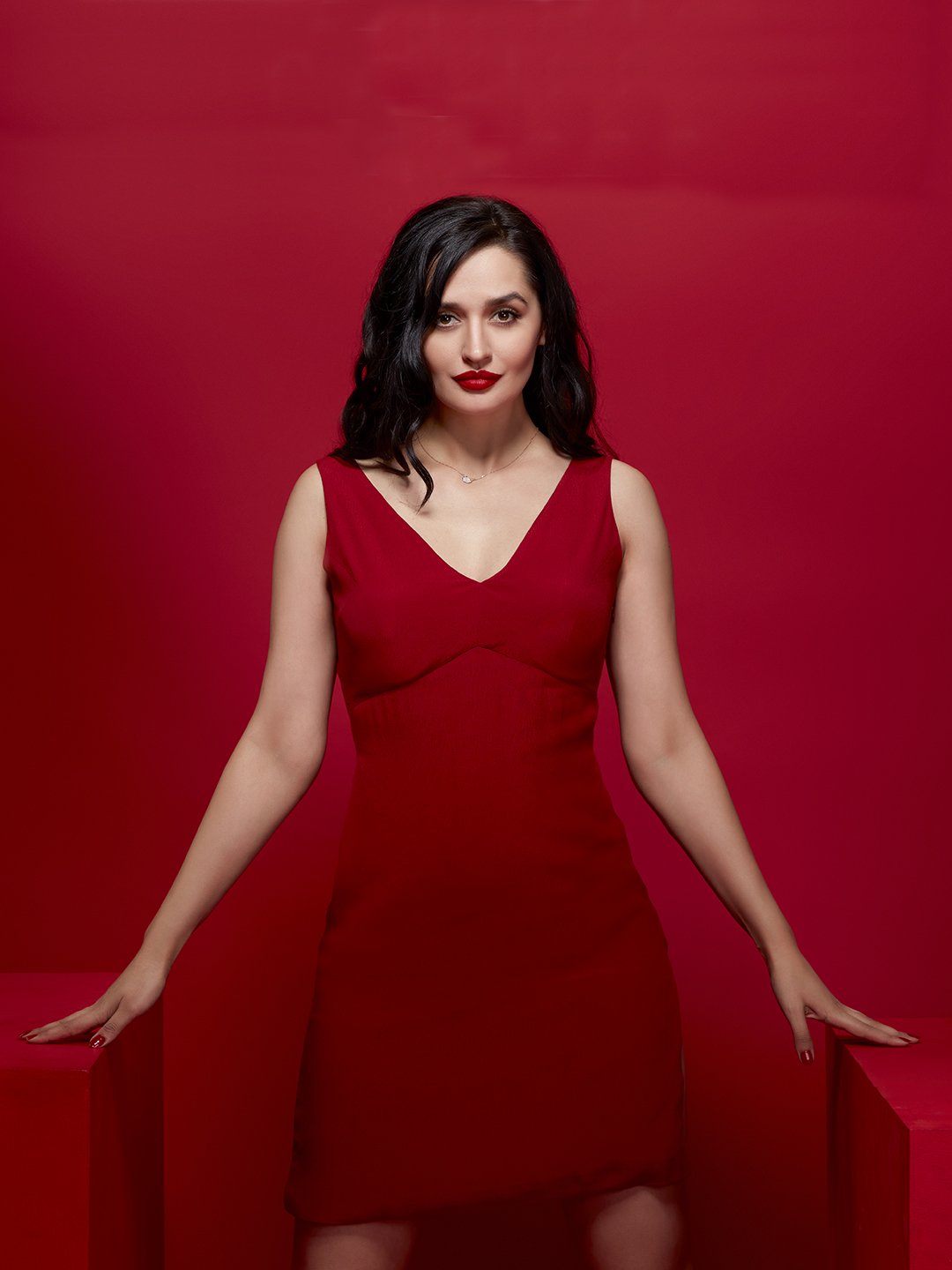 Magna Short Dress Wit Deep V Neck At The Back - Zest Mélange  Magna Short Dress Wit Deep V Neck At The Back - Zest Mélange