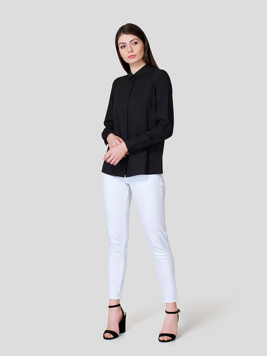Formal Shirt With Yoke Detail (Black) - Zest Mélange