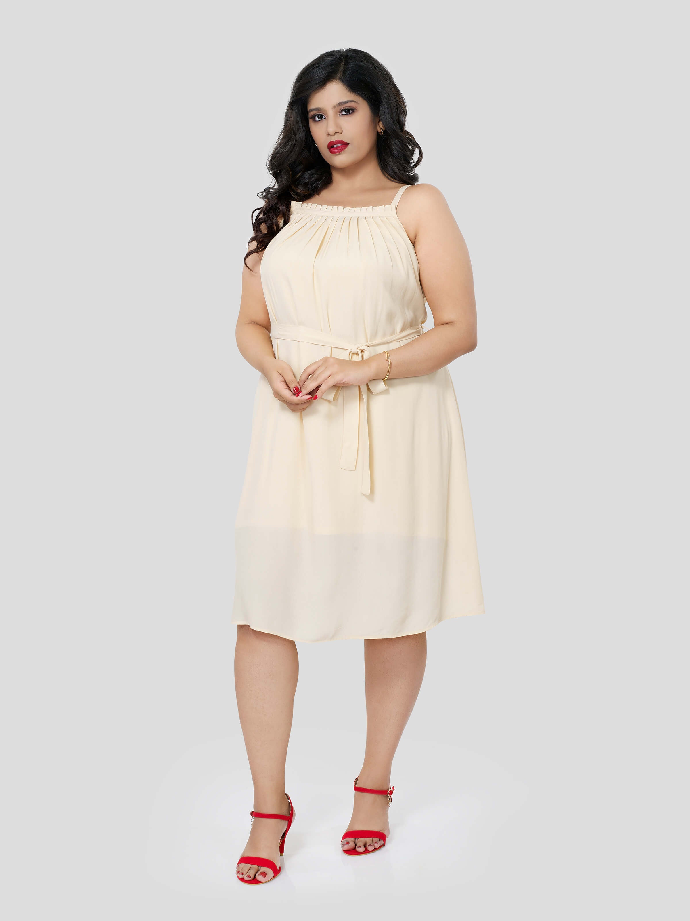 Soft Aggression look in Frill Front Dress - Zest Mélange  Soft Aggression look in Frill Front Dress - Zest Mélange