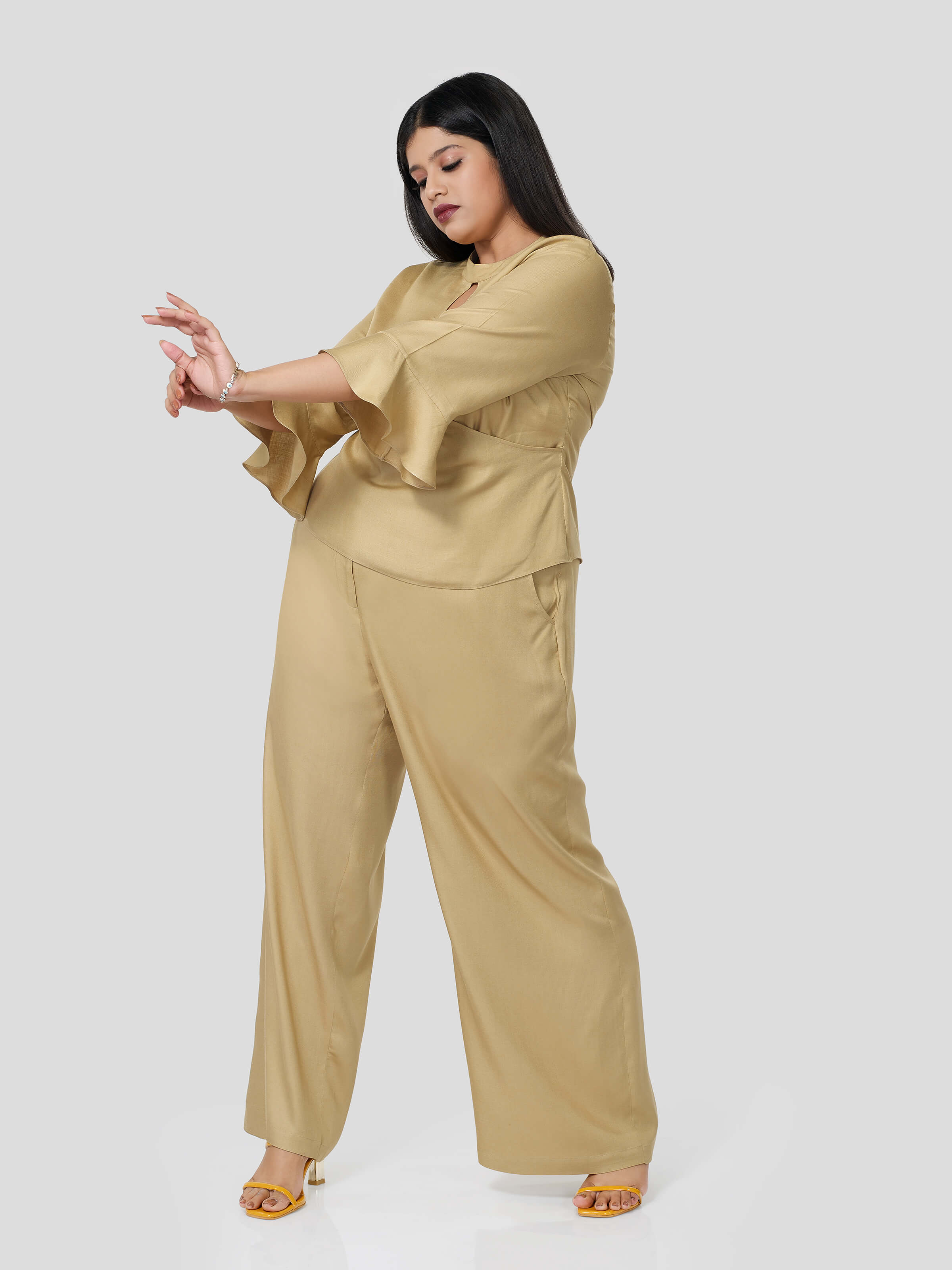 Ravishing Wrap Around Top with Flared Pants - Zest Mélange  Ravishing Wrap Around Top with Flared Pants - Zest Mélange