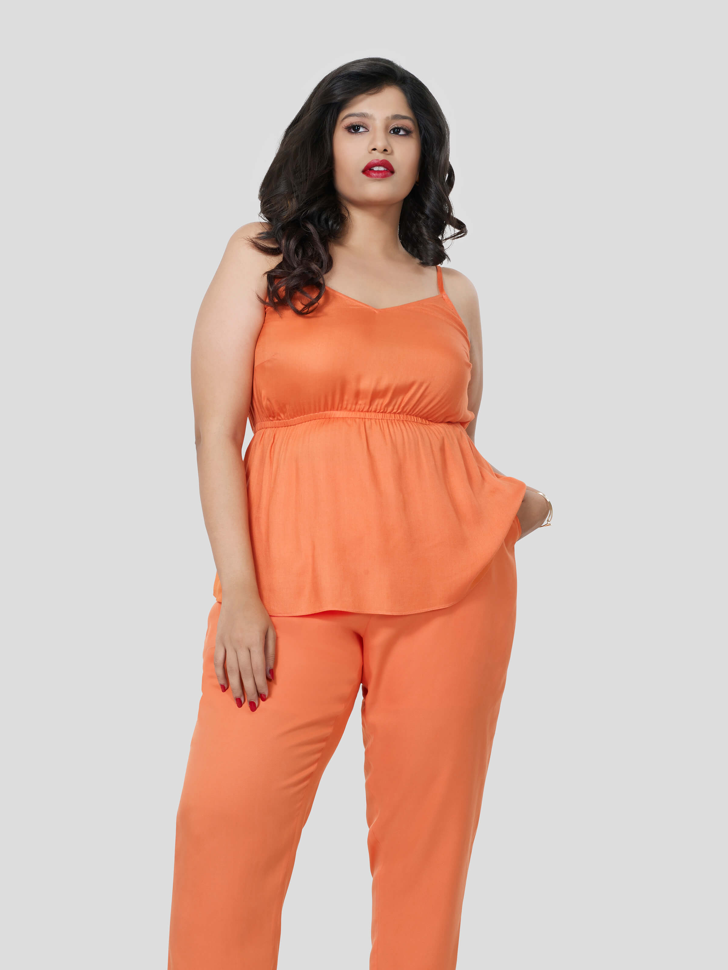 Gorgeluscious Strappy Top with Narrow Pants - Zest Mélange  Gorgeluscious Strappy Top with Narrow Pants - Zest Mélange
